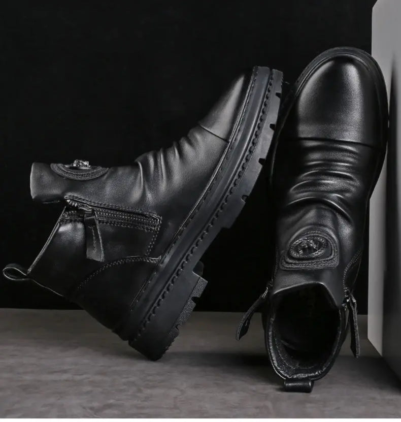 😍👟Oferta ograniczona czasowo🔥[39-44] Nowe brytyjskie męskie skórzane buty z grubą podeszwą i wysoką cholewką