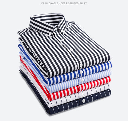 🔥50% отстъпка👕【M-5XL】Мъжка бизнес риза с дълъг ръкав на райета 2026