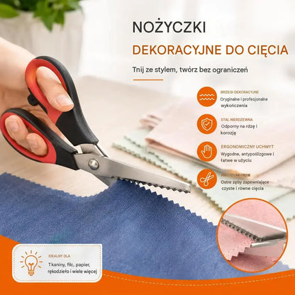 ✂️ Uniwersalne nożyce krawieckie tnące w ząbki – do tkanin, papieru i rękodzieła 🧵