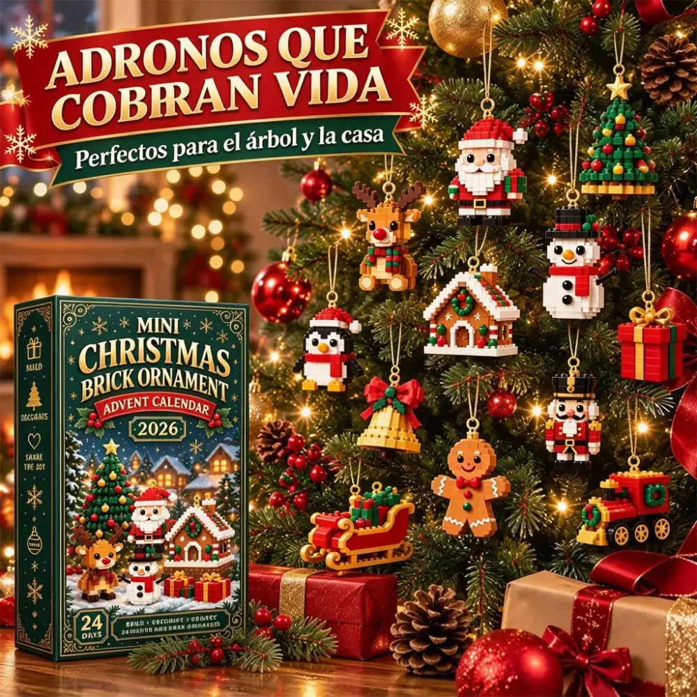 🎄🧱 Calendario de Adviento de Bloques de Construcción | 24 Días de Cuenta Atrás con Mini Adornos Navideños | Incluye Anillas para Colgar en Árbol y Guirnaldas 🌟