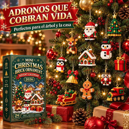 🎄🧱 Calendario de Adviento de Bloques de Construcción | 24 Días de Cuenta Atrás con Mini Adornos Navideños | Incluye Anillas para Colgar en Árbol y Guirnaldas 🌟