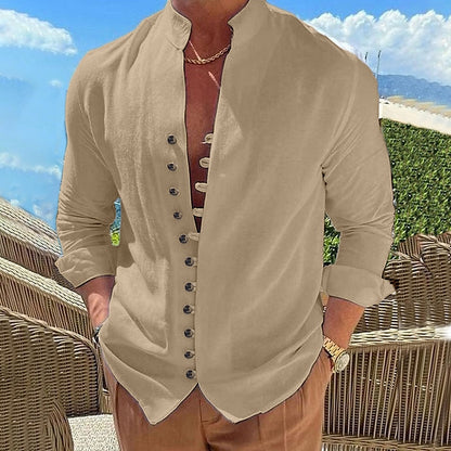 👔 50% отстъпка🔥【40-100 кг】Мъжка риза от памук и лен, големи размери ✅️Плащане при доставка