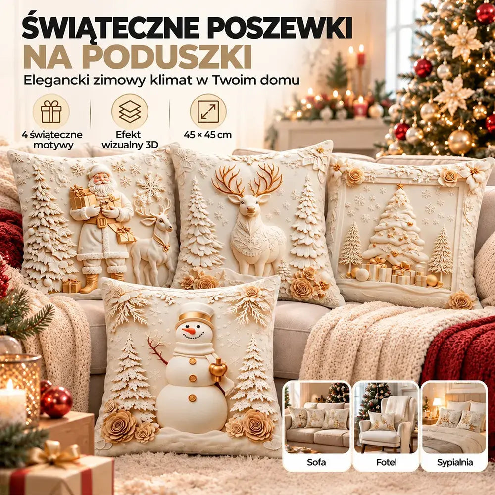 Świąteczna wyprzedaż: 49% taniej🎄Poszewki na poduszki z motywem świątecznym 【4 sztuki】