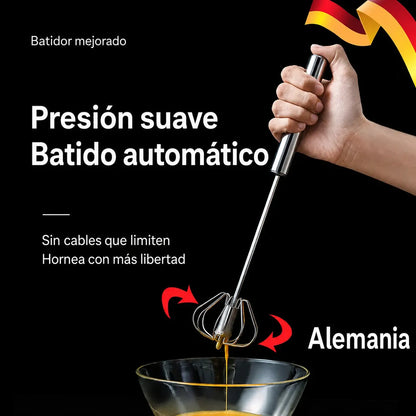 🥚 Compra 1 y llévate 1 GRATIS | Batidor semiautomático de acero inoxidable con sistema de presión y rotación