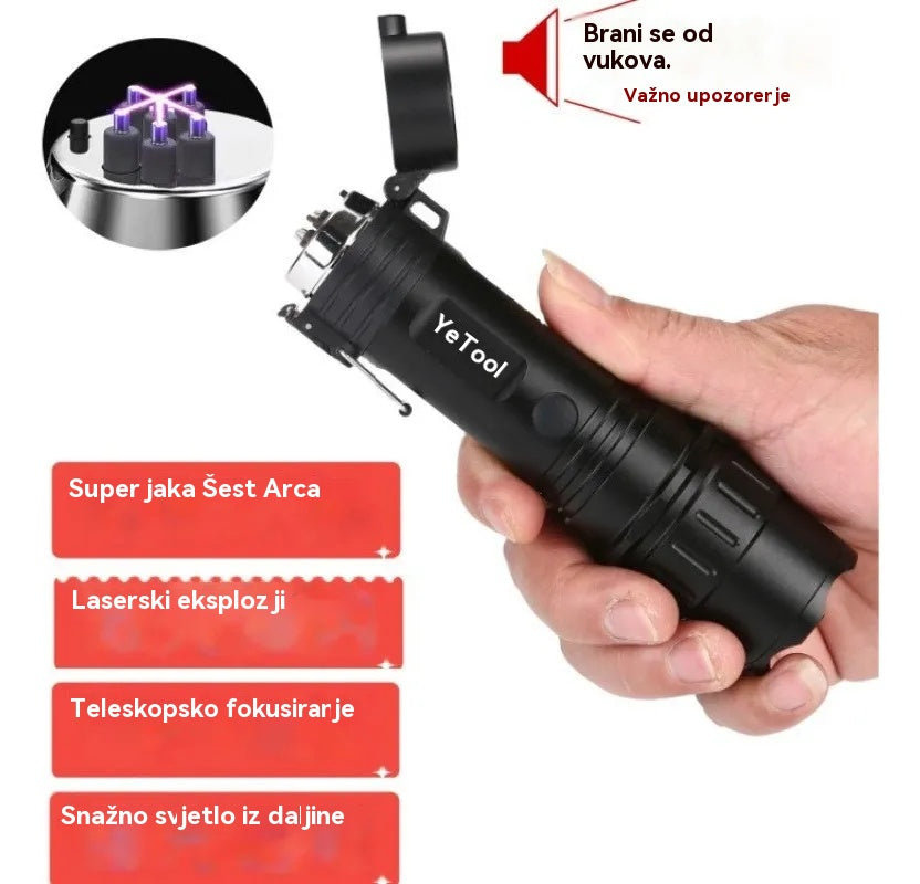 🔥💥Punjiva višenamjenska lučna svjetiljka, alat za samoobranu, štiti od negativaca i lopova te se može nositi sa sobom.