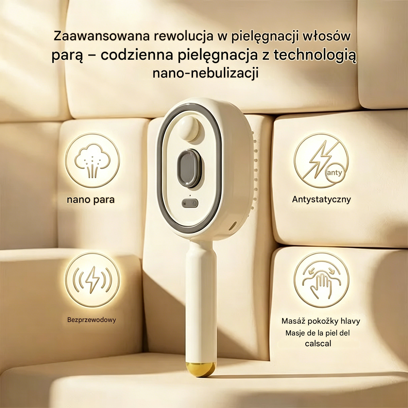 ⚡💨 Elektryczny opryskiwacz z grzebieniem masującym i poduszką powietrzną