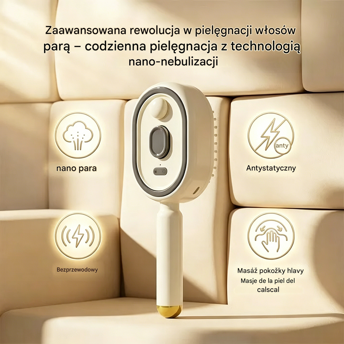 ⚡💨 Elektryczny opryskiwacz z grzebieniem masującym i poduszką powietrzną