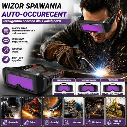 Okulary ochronne do spawania łukiem elektrycznym, zmieniające kolor gogle spawalnicze.