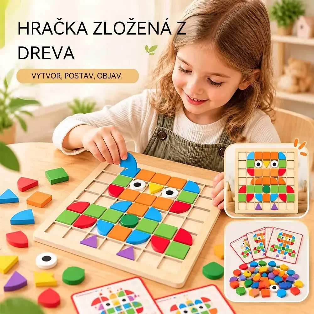 🧩 Drevené puzzle pre deti, 3D vzdelávacia hračka so 120 dielikmi a kartičkami s predlohami – učebná pomôcka, ktorá rozvíja logické myslenie a rozpoznávanie geometrických tvarov 🎨