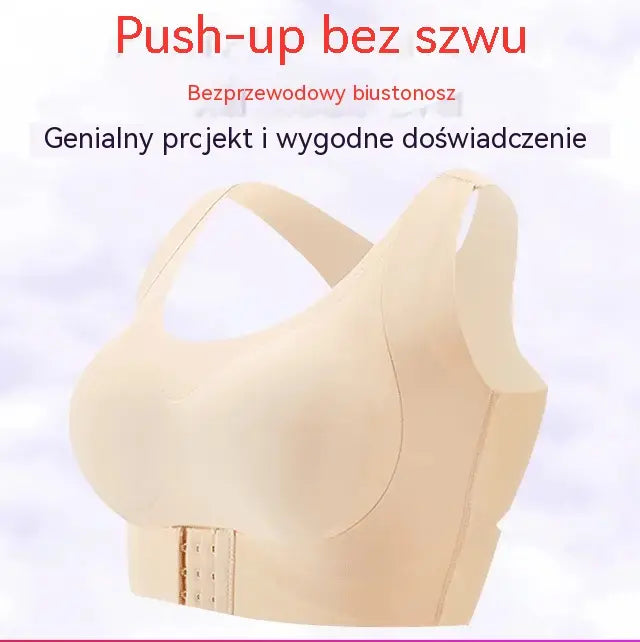 🎉W promocji - 50% zniżki⚡ Ten biustonosz ma wygodne zapięcie z przodu i skrzyżowane na plecach miseczki, koryguje postawę i jest bez fiszbin, zapewniając pełne wsparcie i wygodę.