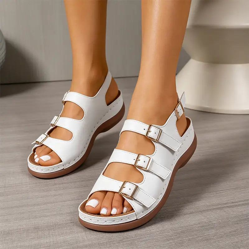 Sandalias de plataforma para mujer con tiras ajustables: calzado ortopédico suave, con soporte para el arco y alivio del dolor y la fatiga del pie.