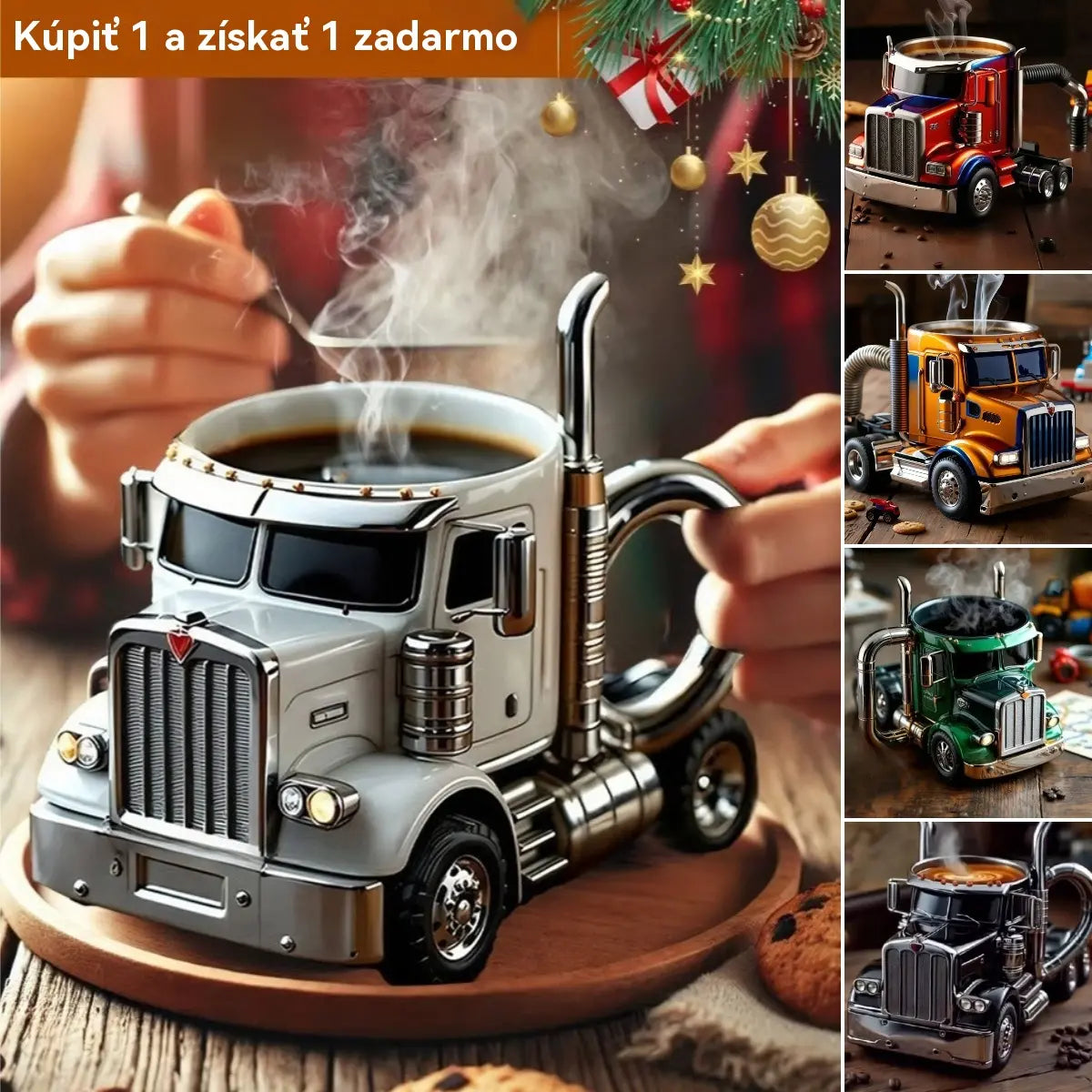 🚛Ručne vyrobený hrnček na kávu s kamiónom