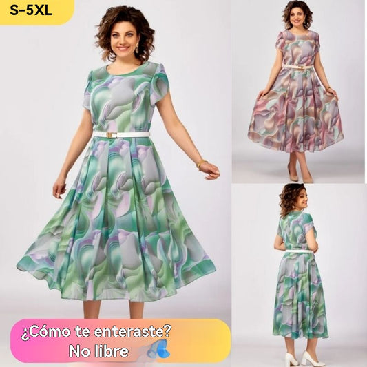 Venta caliente 🔥🥰【S-5XL】2025 nuevo vestido de gasa elegante de alta calidad, este es un vestido verde muy hermoso, es muy elegante cuando se usa, adecuado para la vida diaria y fiestas.