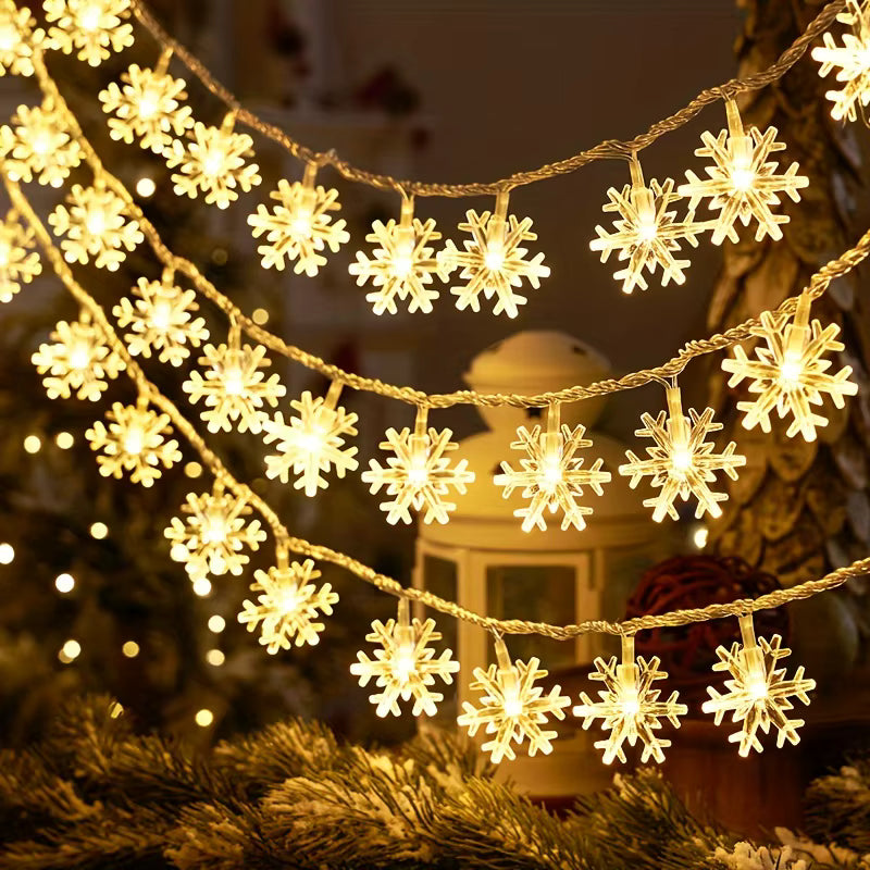🌟❄️3-meter LED Christmas snowflake lights, romantic Christmas curtain lights, Christmas decorations for 2026.