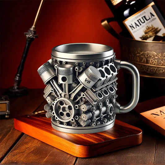 🎁Гореща разпродажба——50% отстъпка🔥☕ Чаша за кафе от неръждаема стомана Creative Engine V6V8, механичен дизайн