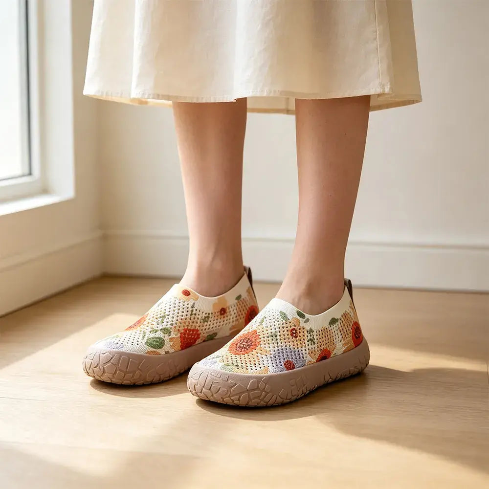 【36-43】Damskie buty wsuwane z płótna z nadrukiem – lekkie, na miękkiej podeszwie, na co dzień – oddychające, malowane mokasyny