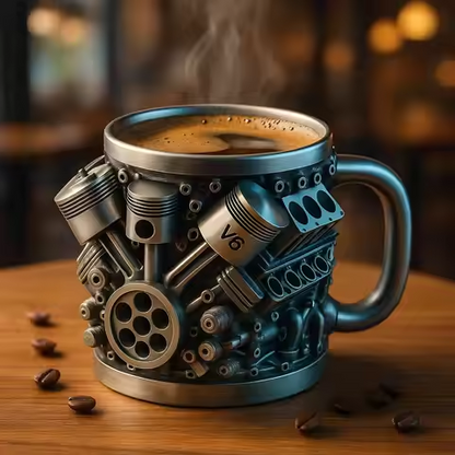 🎁Гореща разпродажба——50% отстъпка🔥☕ Чаша за кафе от неръждаема стомана Creative Engine V6V8, механичен дизайн