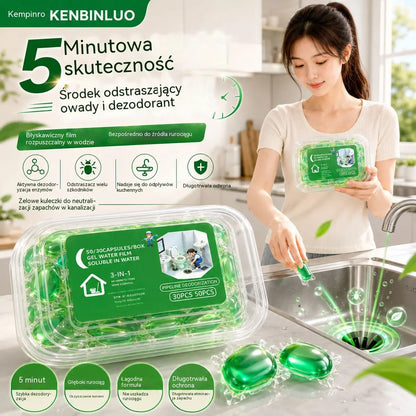 2 opakowania (100 tabletek) 👍Kapsułki rozpuszczalne w wodzie do usuwania nieprzyjemnych zapachów z odpływów - idealne rozwiązanie zapobiegające rozprzestrzenianiu się nieprzyjemnych zapachów w łazienkach i kuchniach.