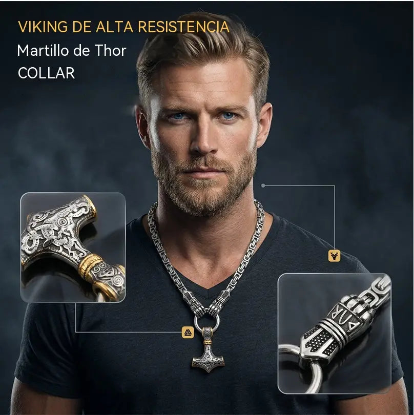 ⚡ 50% de descuento 🔥 Collar con martillo vikingo de Thor