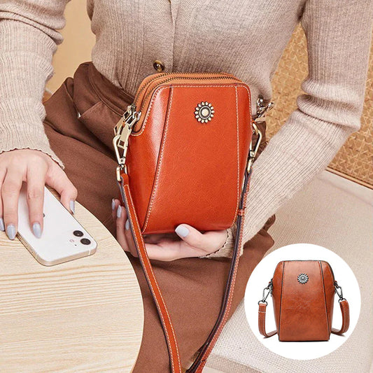 💟👜Bolso bandolera mini vertical de cuero suave para teléfono móvil de moda para mujer（se venden como pan caliente）