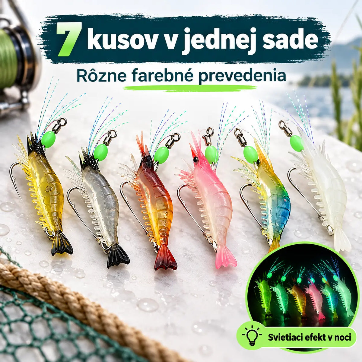 🐟【7 kusov】Mäkké silikónové svietiace tyčinky na krevety