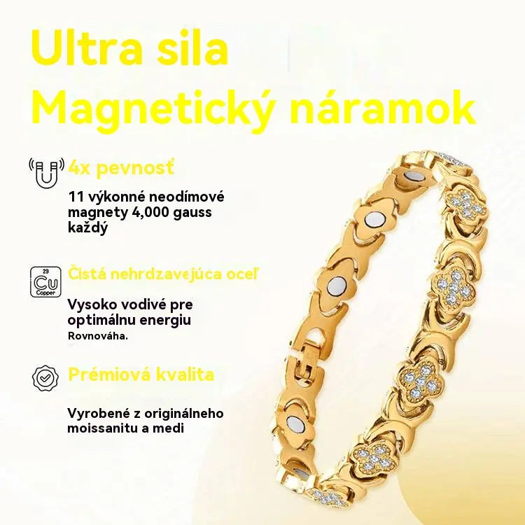 Magnetický náramok Clover Diamond - Objavte svoje tajomstvo úľavy od stresu, magnetické posilnenie wellness