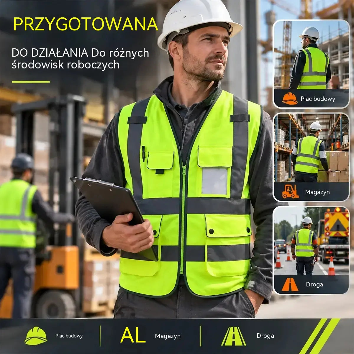 🦺 Wielokieszeniowa kamizelka ostrzegawcza – maksymalna widoczność w zakresie 360° i funkcjonalność w każdym środowisku pracy!