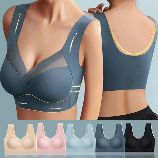 【50% zniżki】Biustonosz push-up z lodowego jedwabiu bez fiszbin, duży rozmiar