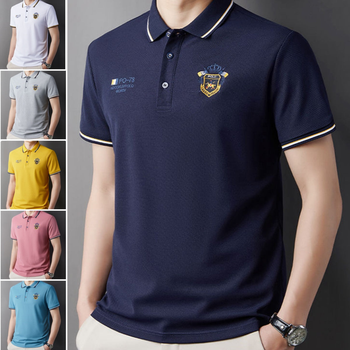 👘【Kup 1, otrzymaj 1 gratis】【M-4XL】💥Nowa męska koszulka polo, jednolity kolor🎉