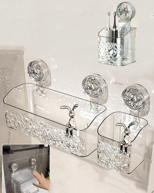 Caja de almacenamiento sin perforaciones, se puede utilizar en el baño, la cocina, etc. (todas con ganchos)