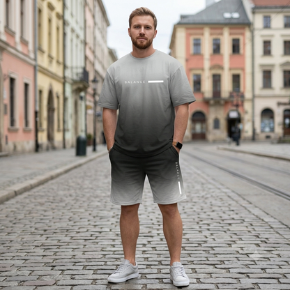 ✨【S-3XL】Męski 2-częściowy letni zestaw sportowy – wygodna koszulka z krótkim rękawem i spodenki na co dzień i do domu