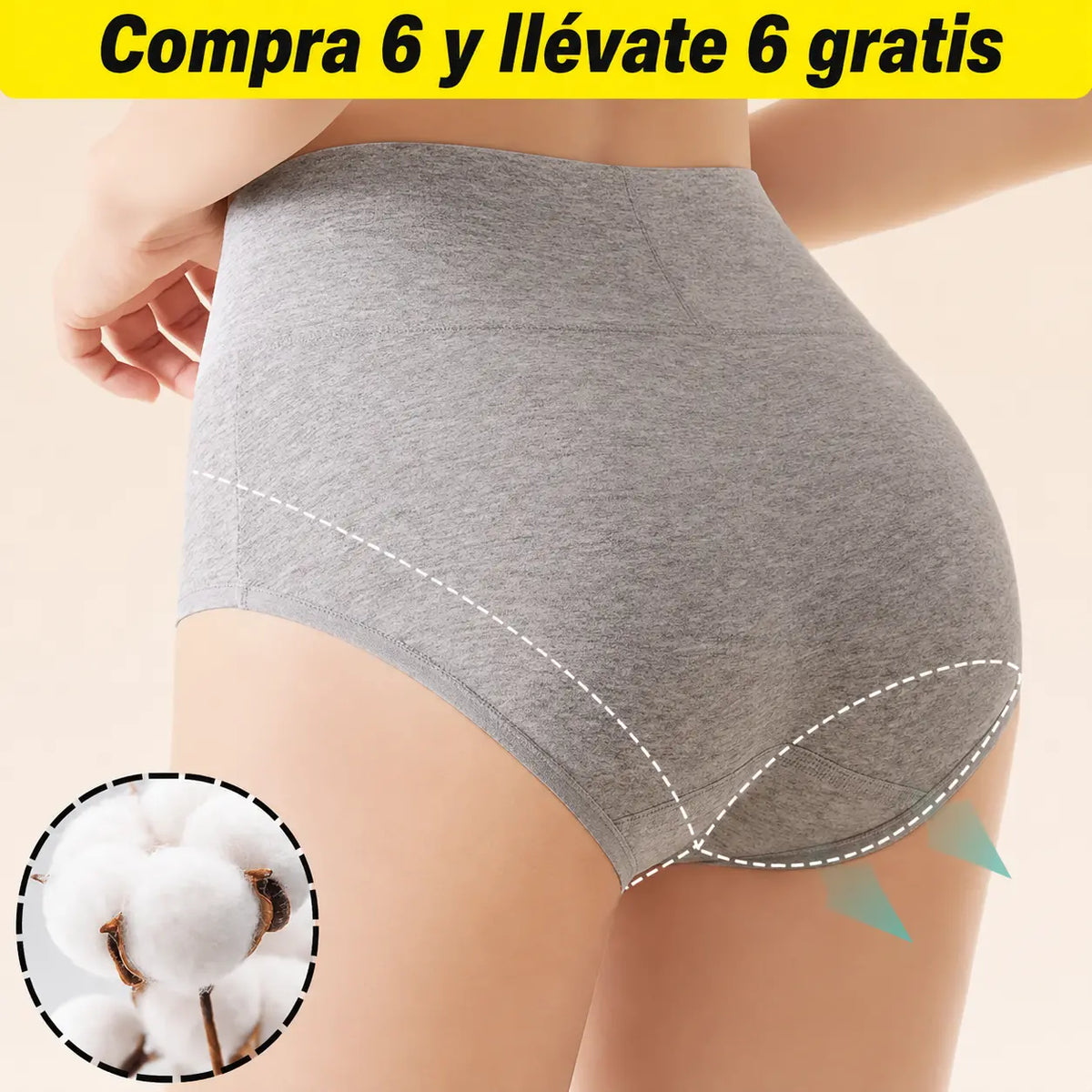 🔥【Conjunto de 6 piezas】--- 29€ 💖Último día 50% de descuento--Faja de talle alto de algodón de alta calidad que realza los glúteos✨️ (45-105 kg)