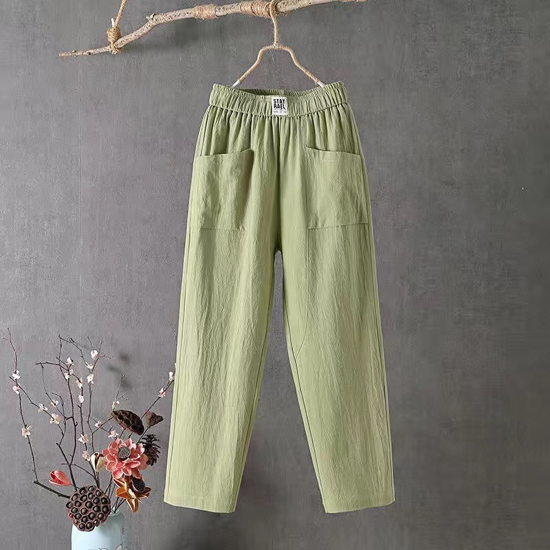🌿【Ограничена по време оферта】【M-4XL】🌈Летни нови дамски панталони с широки крачоли за 2026 г., дишащи и удобни ежедневни панталони