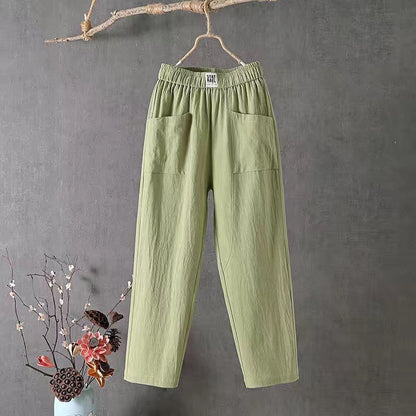 🌿【Ограничена по време оферта】【M-4XL】🌈Летни нови дамски панталони с широки крачоли за 2026 г., дишащи и удобни ежедневни панталони