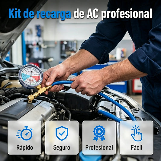🔧❄️ Manguera de recarga de refrigerante AC R134a con manómetro – Antifugas, fácil de leer y compatible con coches, camiones o aire acondicionado doméstico – Recarga DIY segura 🚗👍