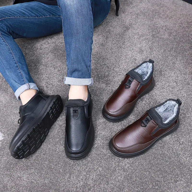 Skórzane buty męskie z ociepleniem, Wygodne, ciepłe i odporne na śnieg i wiatr【39-44】