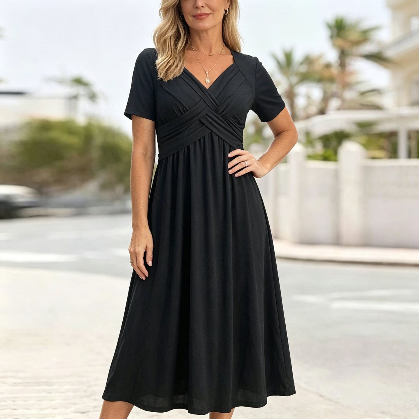 🔥 👗【WYPRZEDAŻ】🤩✨【S-3XL】 Sukienka midi w swobodnym stylu, w jednolitym kolorze – wygodna, stylowa i niezbędna w każdej garderobie