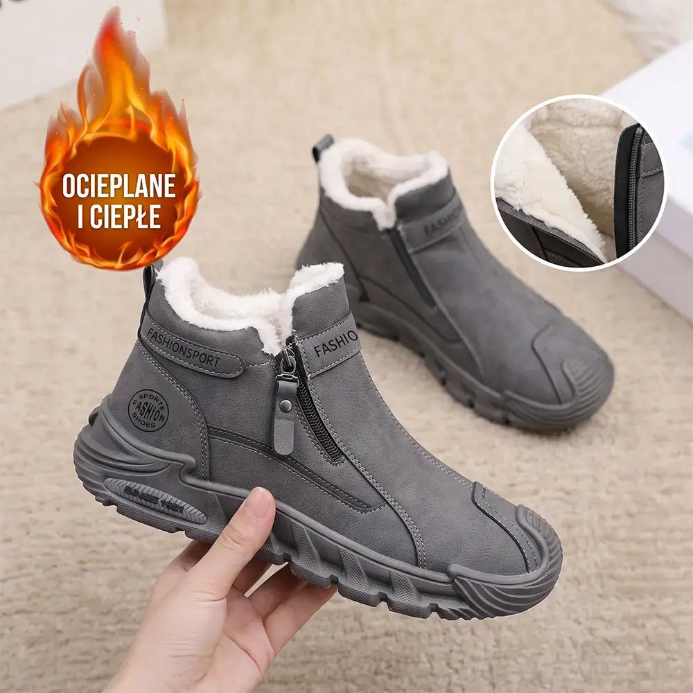 【39-44】Męskie buty zimowe – ocieplane, wysokie botki Martin, antypoślizgowe, wytrzymałe, robocze, ciepłe