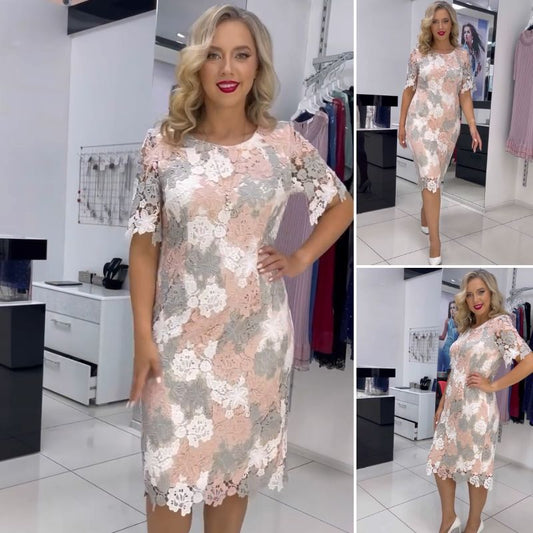 💥Zniżka ograniczona czasowo【S-5XL】💥💕Warstwowa sukienka, biała sukienka z koronkowymi detalami, o dopasowanym fasonie.