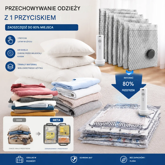 🎁 Zestaw bezprzewodowych toreb kompresyjnych do przechowywania próżniowego