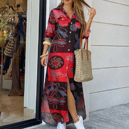 💃💖 【50% отстъпка】🔥Нова модна рокля-риза с дълъг ръкав, дълга рокля, размери S-5XL ✅️Плащане при доставка