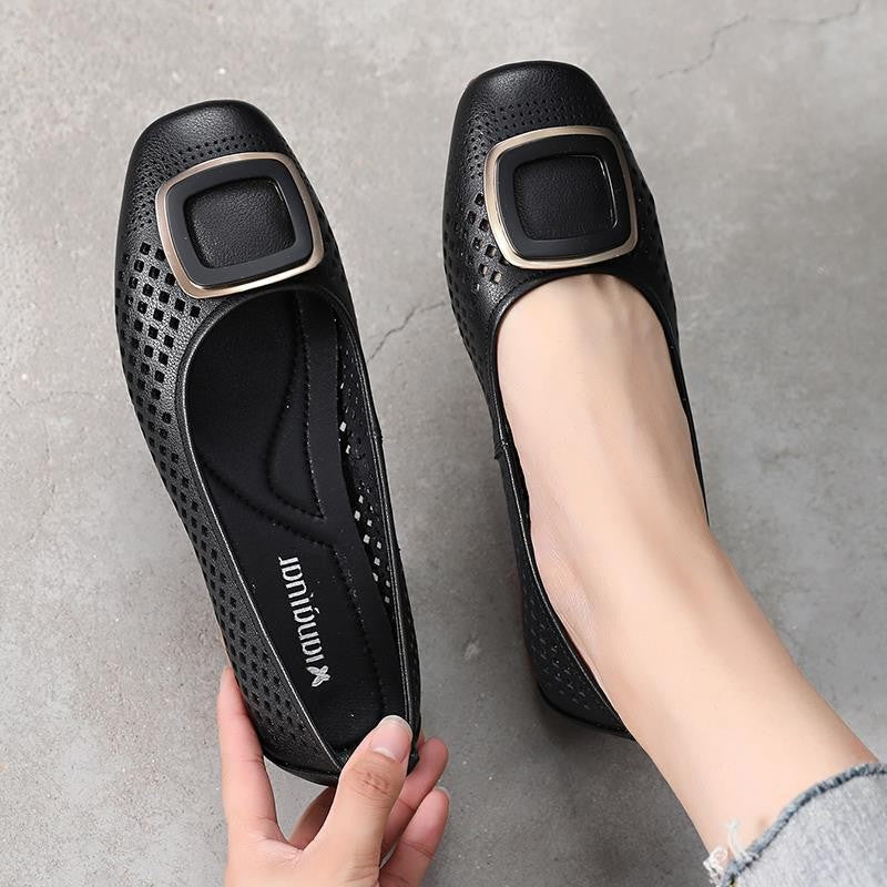 💖[35-40] 🩰2025 nuevos zapatos casuales huecos de suela suave de boca poco profunda de moda de primavera y verano para mujer
