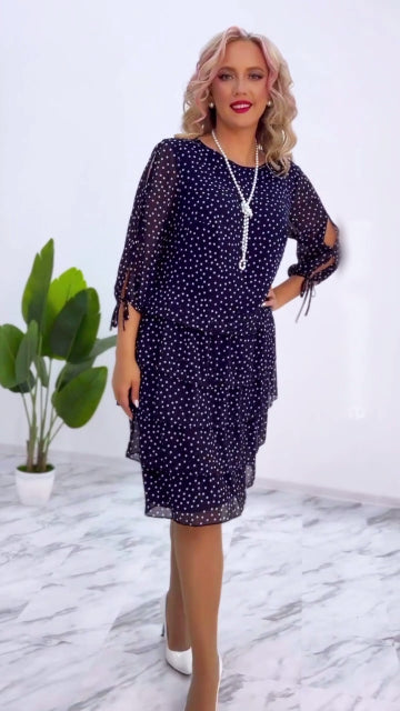 🏆Łamiący gorący przedmiot🎀【S-5XL】 Nowa elegancka luźna sukienka w kropki 🥰