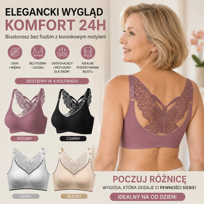 💞【Zestaw 4-częściowy】🎁Biustonosz bez fiszbin z haftem motylkowym — bez fiszbin, zapewniający podtrzymanie przez cały dzień✨【45~125 kg】