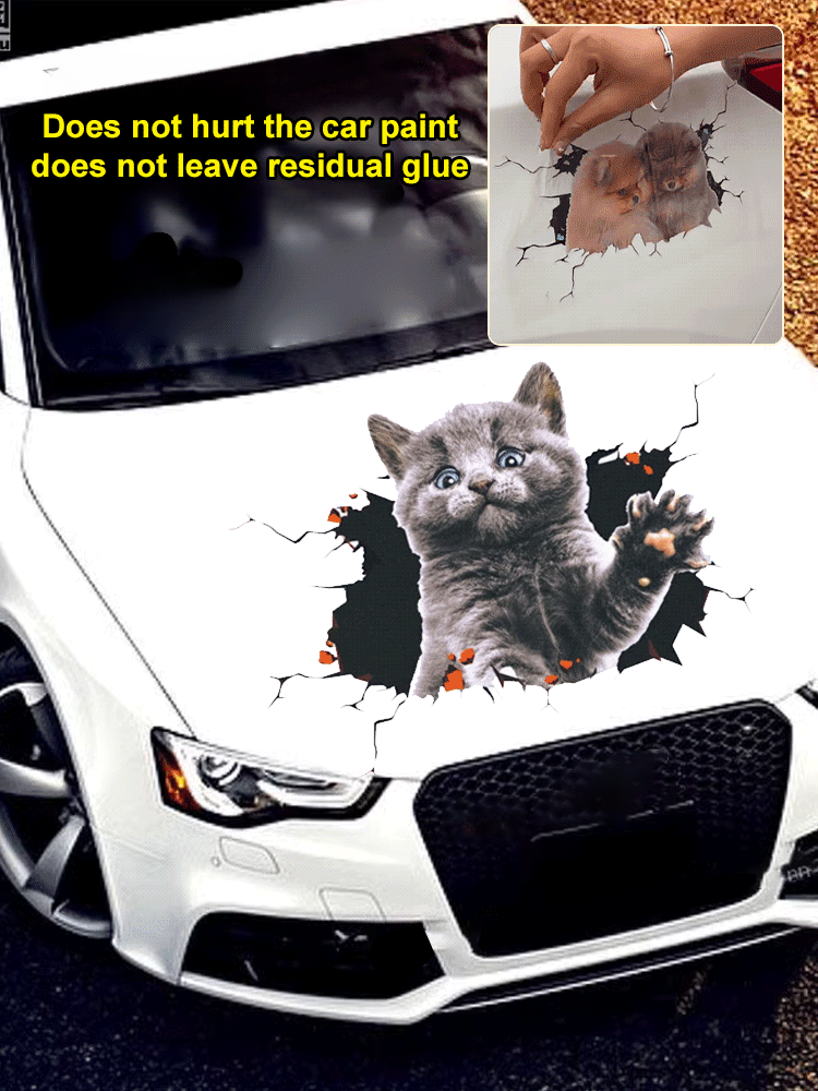 🐱50% zniżki🐱 Trójwymiarowa naklejka w kształcie samochodu z kotem, może być stosowana jako naklejka ścienna w łazience, sypialni i salonie