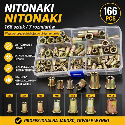 【166 elementów】🏆Ostatni dzień tej specjalnej oferty – zaoszczędź 49%!🛠️Zestaw narzędzi do nitonakrętek, zawiera nitonakrętki w rozmiarach M3, M4, M5, M6 oraz M8