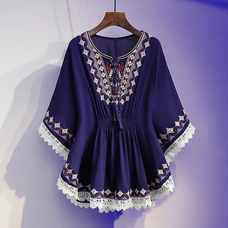 🔥💖【S~5XL】 Damski top z haftem w dużych rozmiarach Nowe letnie topy
