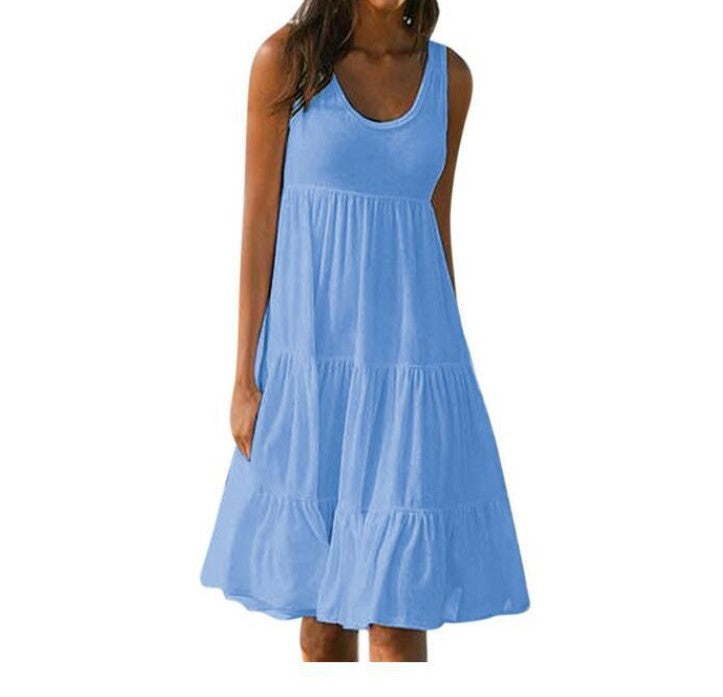 👗 【S-5XL】 Prosta sukienka w jednolitym kolorze ✅️Płatność przy odbiorze