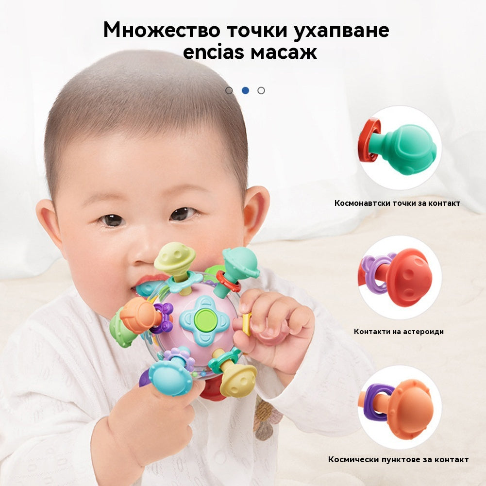 🎁【Купете едно, вземете едно безплатно】👶 Сензорна играчка за никнене на зъби Manhattan Finger Ball Rattle за бебета и малки деца, въртяща се играчка за никнене на зъби, перфектният подарък за момчета и момичета.