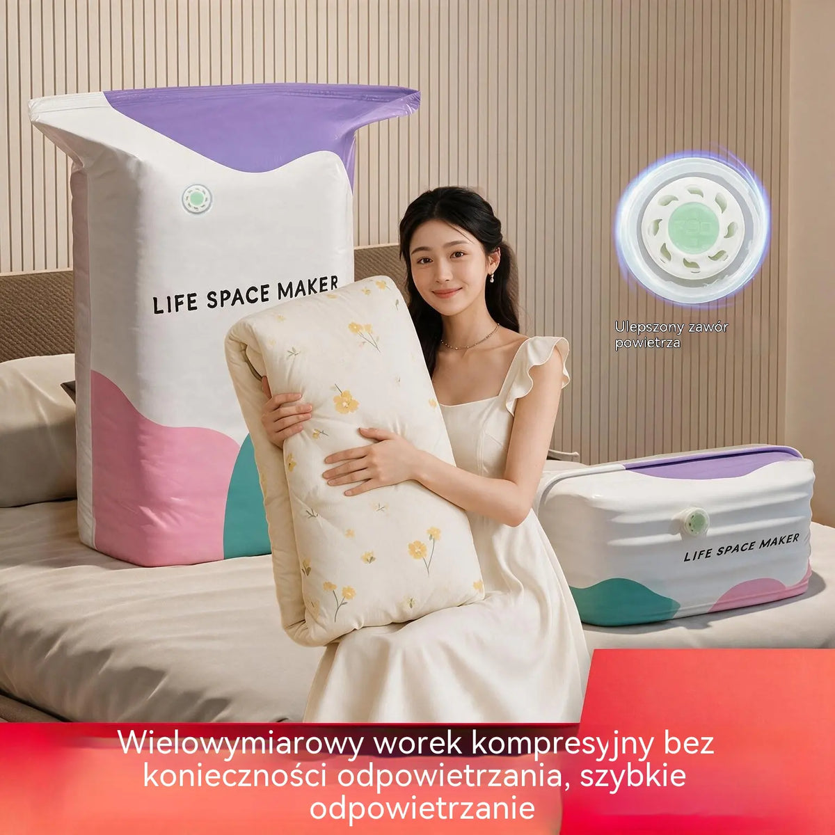 👕📦【5 sztuk za 129 zł】Worki kompresyjne do przechowywania odzieży – nie wymagają odkurzacza, wzmocniona konstrukcja.